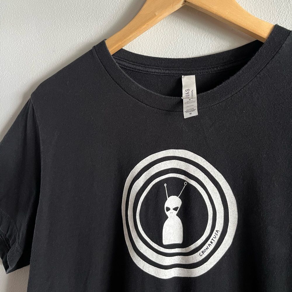 Alien Graphic Tee Black Minimalist Circle Logo Streetwear Unisex M - Picture 3 of 6